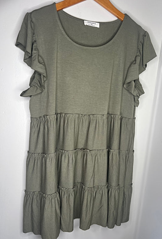 PLUS RUFFLE SLEEVE TIERED TUNIC TOP